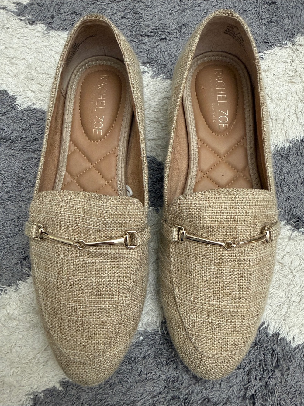 Rachel Zoe Beige and gold Woven Loafers size 7.5